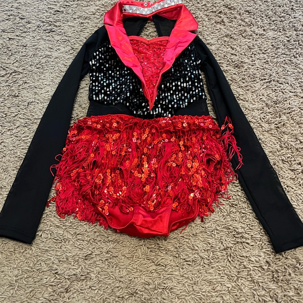 Red and black sequin dance costume